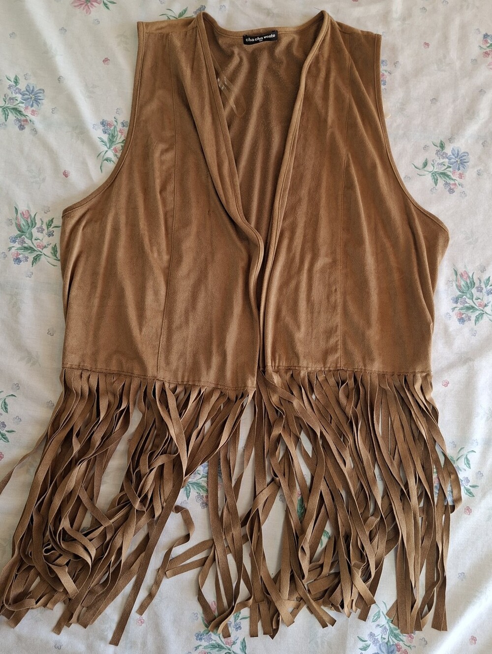 Cha Cha Vente Brown Faux Suede Fringe Vest